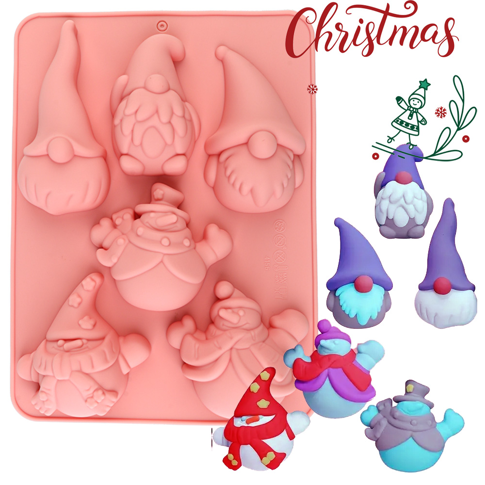 Resin Craft Ideas - 6-Cavity Christmas Gnome Cake Chocolate Silicone