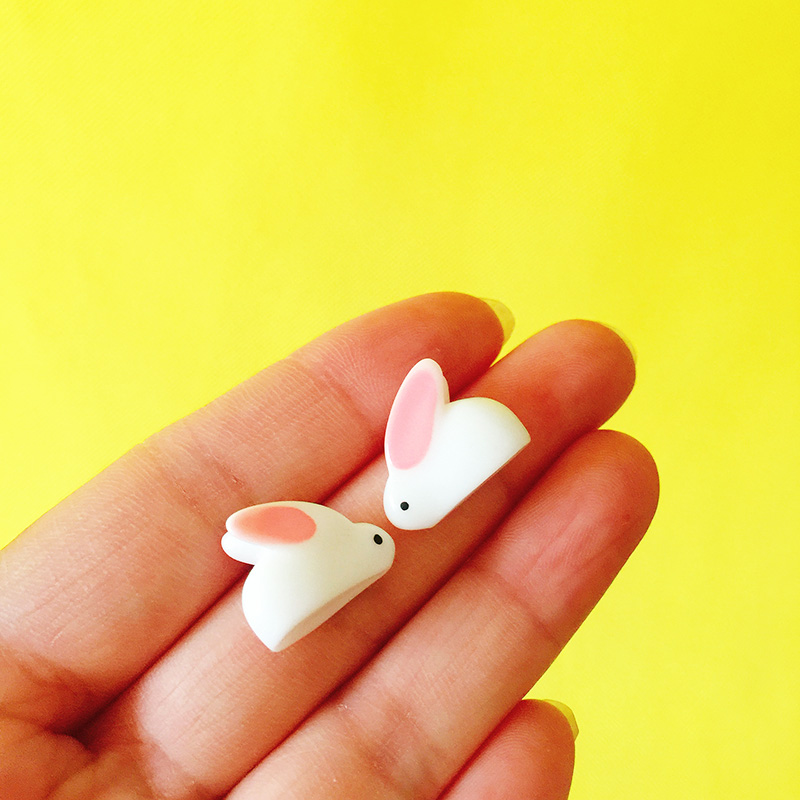 2 Pcs Cute Bunny Rabbit Miniat - Resin Crafts 评论和价格