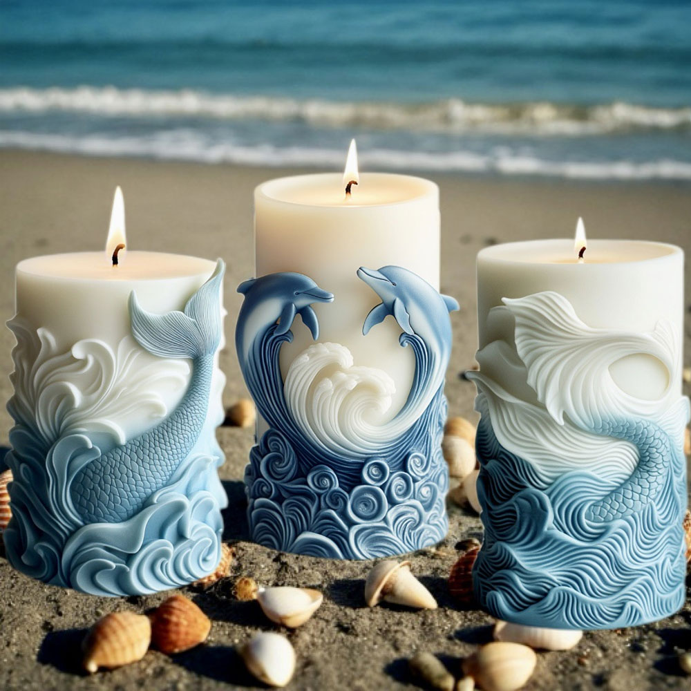 Ocean Theme Silicone Candle Mo - Resin Ocean Wave Mold 评论和价格