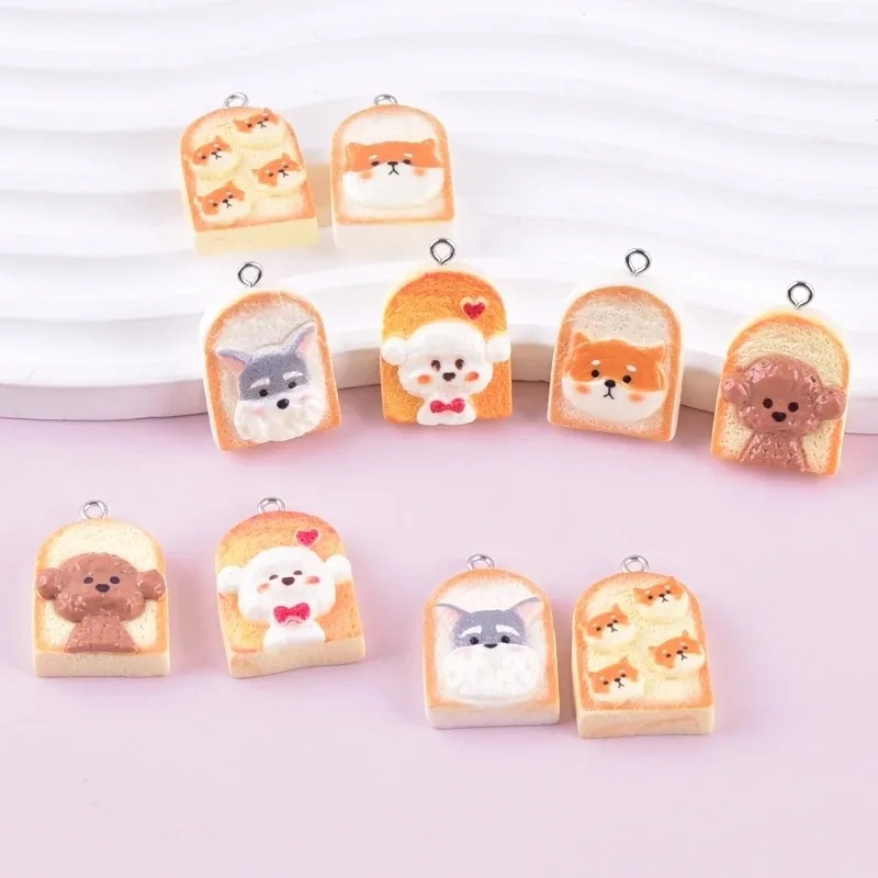 10Pcs Cute Toast Dog Resin Pen - Resin Craft Material 评论和价格