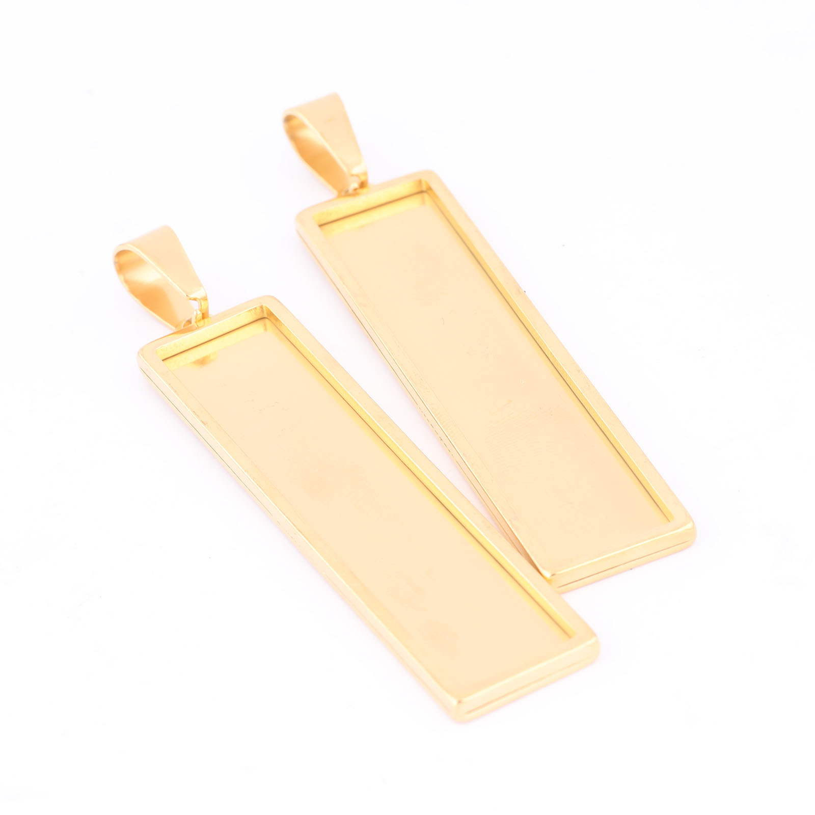 5pcs Stainless Steel Gold Plat - Bezels Set Pendant 评论和价格