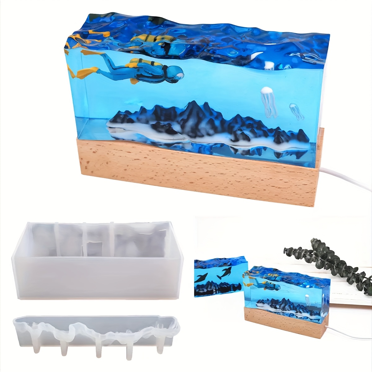 1Set of Ocean Wave Resin Molds - Resin Ocean Wave Mold 评论和价格