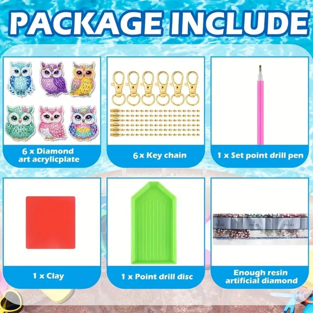 6-piece/set DIY Diamond Keycha - Resin Craft Kit 评论和价格