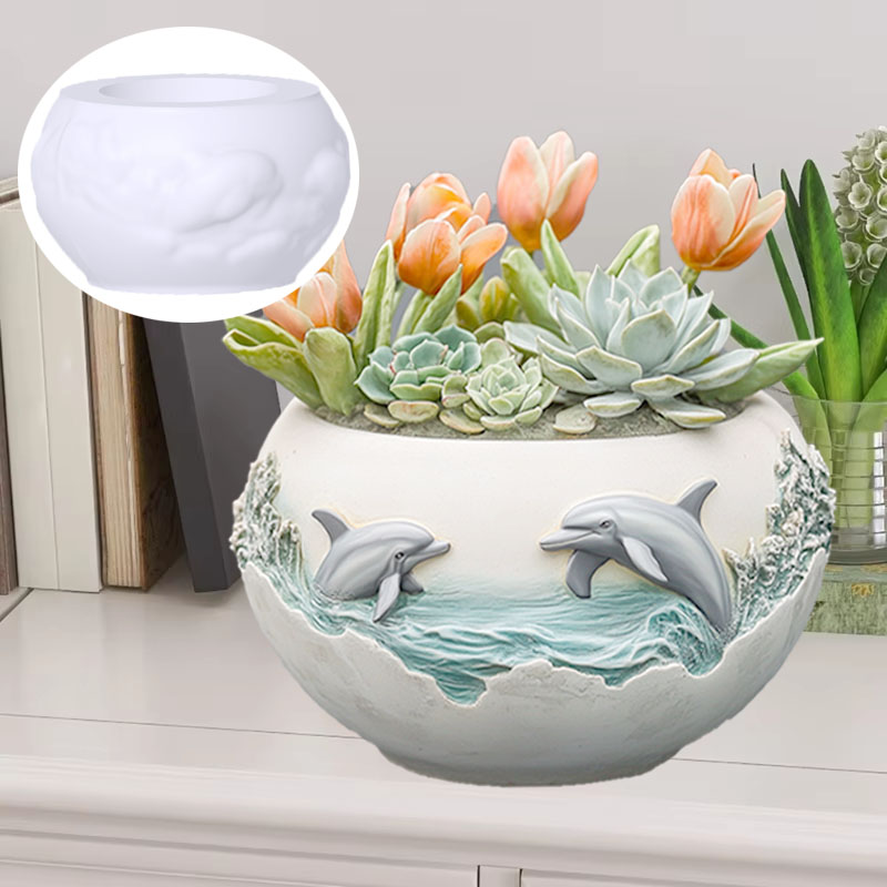 Couple dolphin relief succulen - Resin Ocean Wave Mold 评论和价格