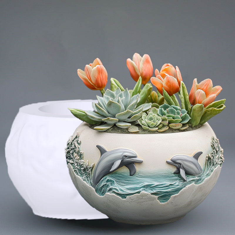 Couple dolphin relief succulen - Resin Ocean Wave Mold 评论和价格
