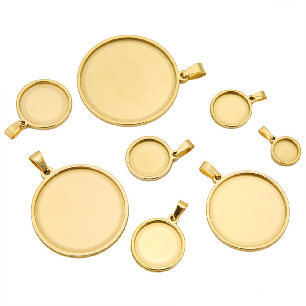 5Pcs/Lot Stainless Steel Round - Bezels Set Pendant 评论和价格