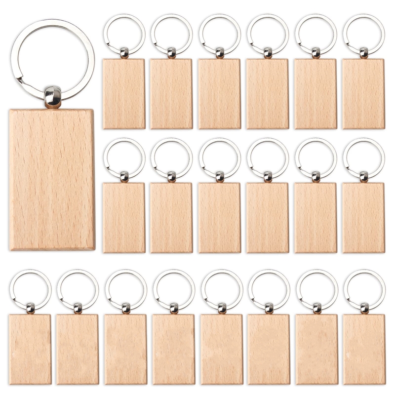 10-100Pcs Blank Wooden Keychai - Wood Ring Blank 评论和价格