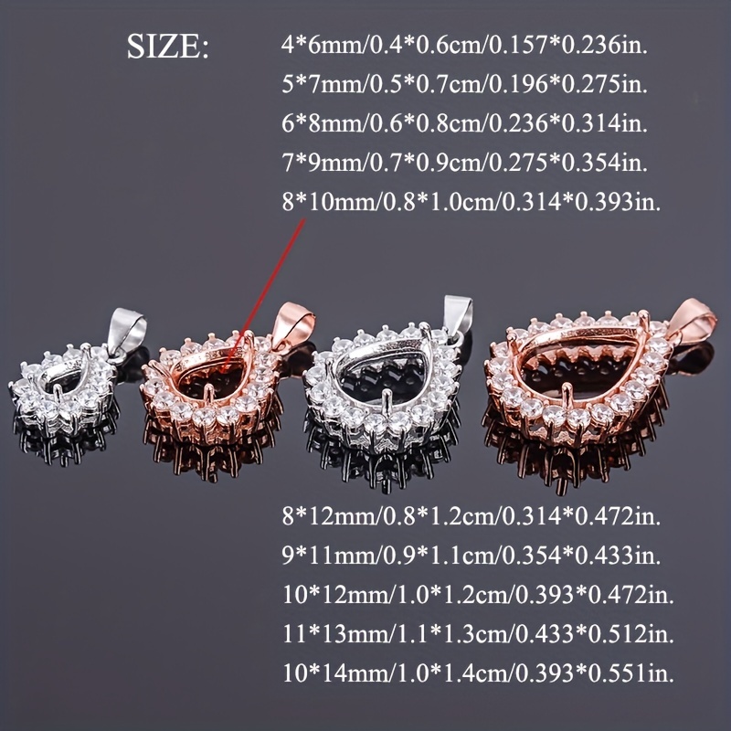 1pc Rose Golden Silvery Tear D - Bezels Set Pendant 评论和价格