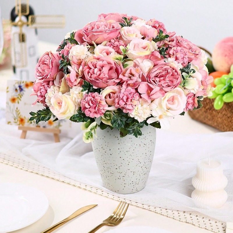 32cm Silk Artificial Rose Bouq - Dried Flower Bulk 评论和价格