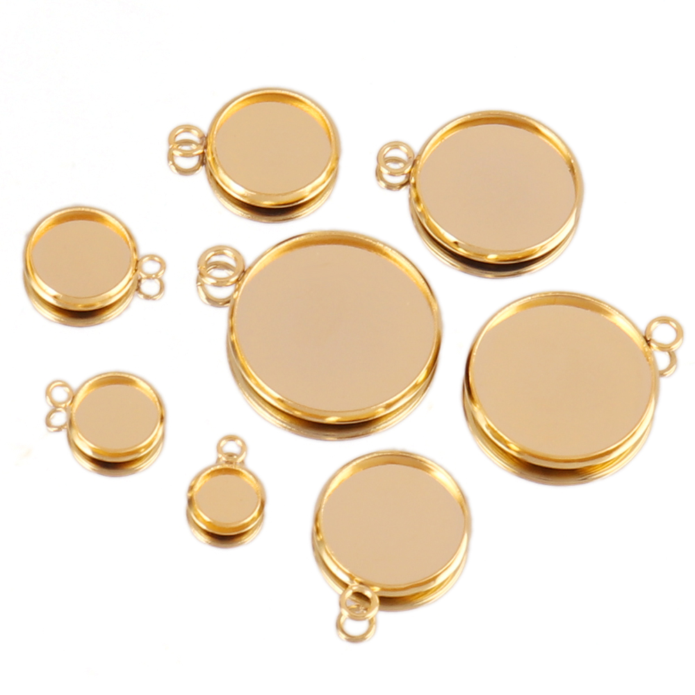 10Pcs Stainless Steel Cabochon - Bezels Set Pendant 评论和价格