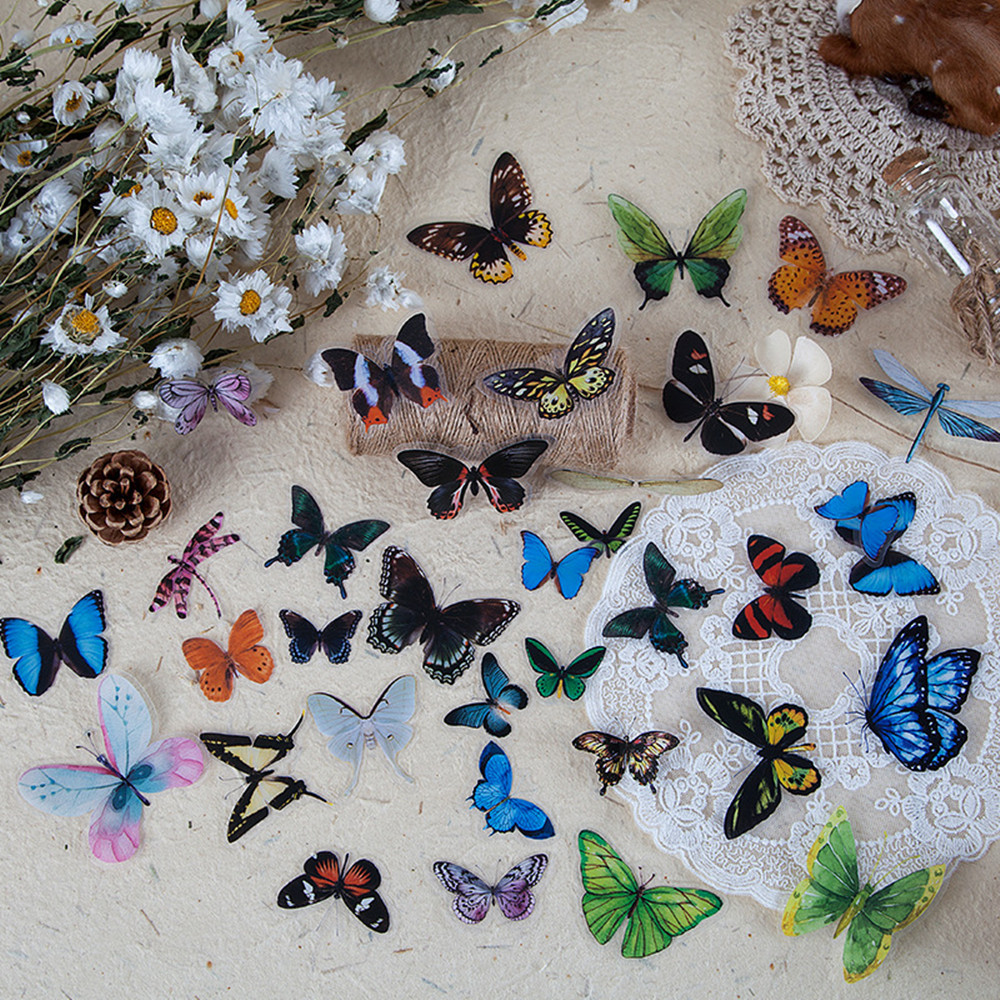 40Pcs/Bag Butterfly Stickers P - Resin Craft Ideas 评论和价格